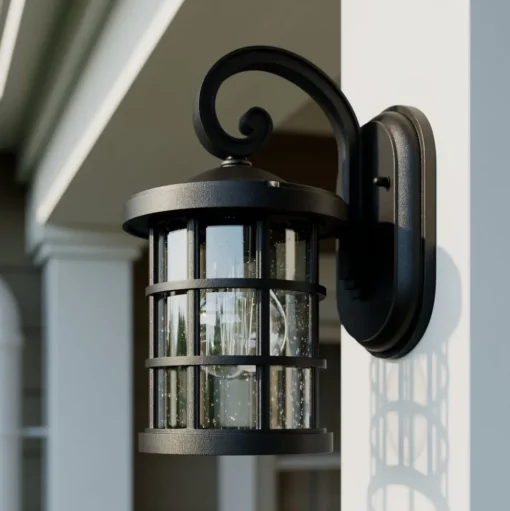 Lindby buitenwandlamp Ankea, zwart, hoogte 28 cm, IP23, E27