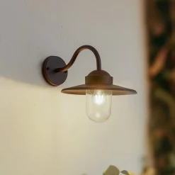 Lindby buitenwandlamp Bilma, roestkleurig, glas, 29 cm