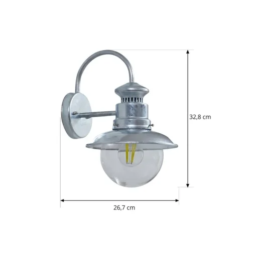 Lindby buitenwandlamp Celinor, zilver, staal, Ø 15 cm
