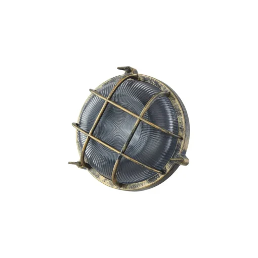 Lindby buitenwandlamp Daaje, goudkleurig, Ø 26 cm, aluminium