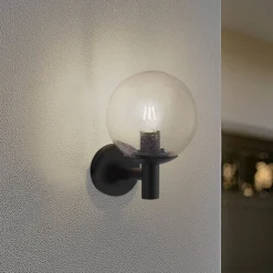 Lindby buitenwandlamp Dangan, helder, glas, Ø 20 cm
