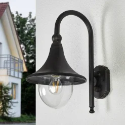 Lindby buitenwandlamp Daphne, antiek zwart, metaal, E27