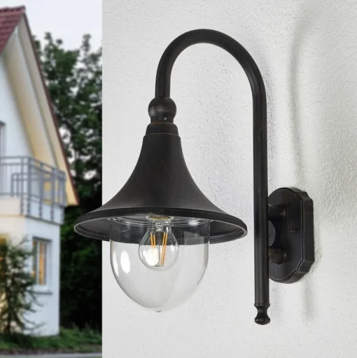 Lindby buitenwandlamp Daphne, antiek zwart, metaal, E27