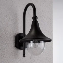 Lindby buitenwandlamp Daphne, zwart, metaal, E27
