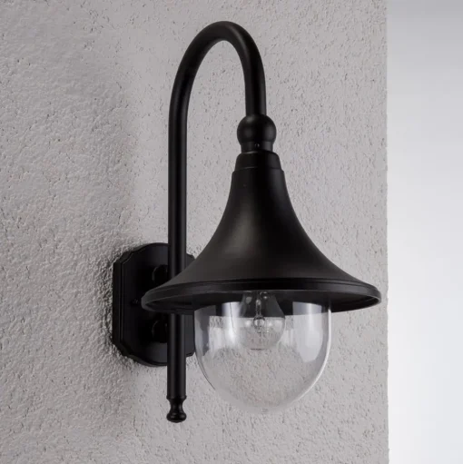Lindby buitenwandlamp Daphne, zwart, metaal, E27
