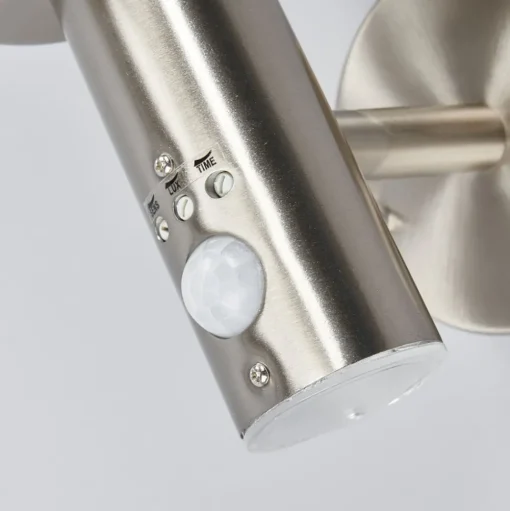Lindby buitenwandlamp Djori, sensor, aluminiumkleurig, E27