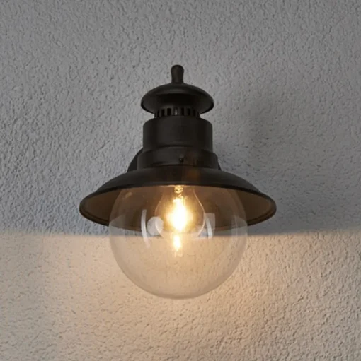 Lindby buitenwandlamp Eddie, roestkleurig, metaal, IP44, E27