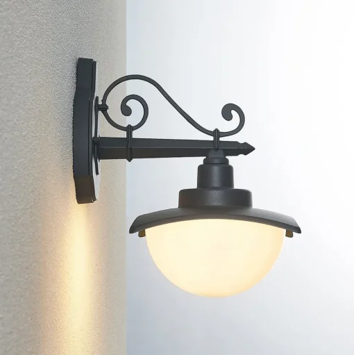 Lindby buitenwandlamp Elinda, hoogte 29 cm, antraciet, glas