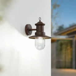 Lindby buitenwandlamp Eloretta, roest, staal, hoogte 31 cm