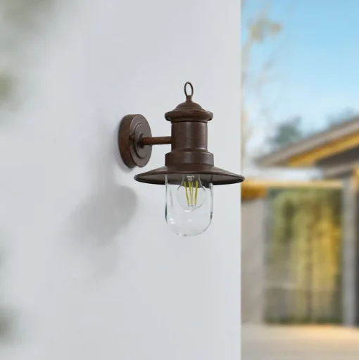 Lindby buitenwandlamp Eloretta, roest, staal, hoogte 31 cm