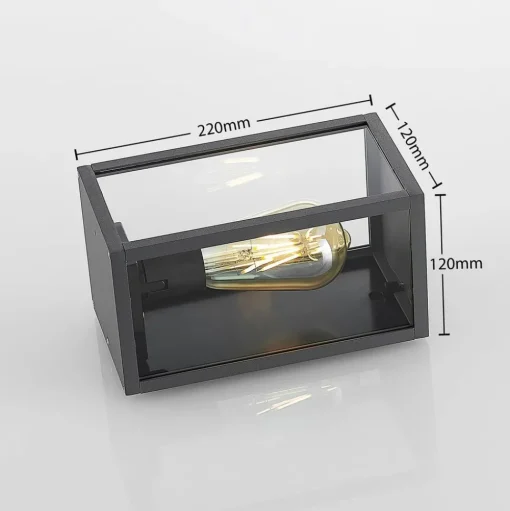 Lindby buitenwandlamp Filimon, antraciet, 22 cm, IP44, E27
