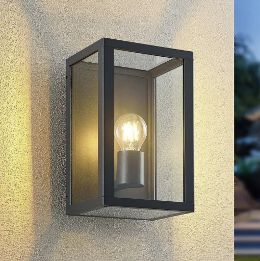Lindby buitenwandlamp Giavanna, 28 cm, antraciet, IP44, E27