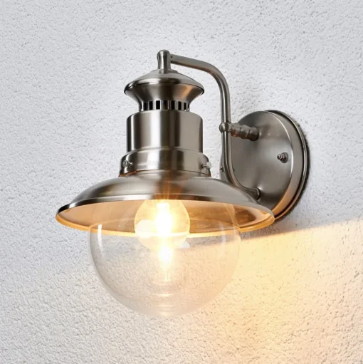 Lindby buitenwandlamp Gwendolyn, grijs, roestvrij staal, 26cm