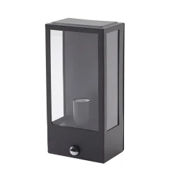 Lindby buitenwandlamp Ilana, zwart, sensor, IP44, E27