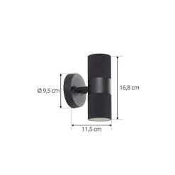 Lindby buitenwandlamp Jovane, zwart, aluminium, 2-lamps