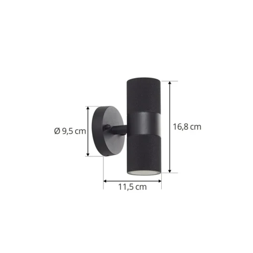 Lindby buitenwandlamp Jovane, zwart, aluminium, 2-lamps