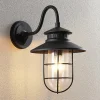 Lindby buitenwandlamp Kyan, hoogte 40 cm, zwart, IP44, E27