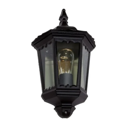 Lindby buitenwandlamp Lieva, hoogte 44 cm, zwart, glas