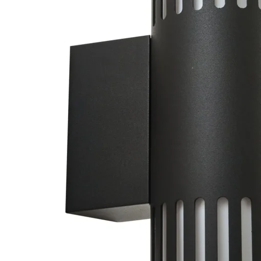 Lindby buitenwandlamp Lurinda, 2-lamps, zwart, Ø10cm