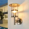 Lindby buitenwandlamp Noemi, grijs, roestvrij staal, 32cm