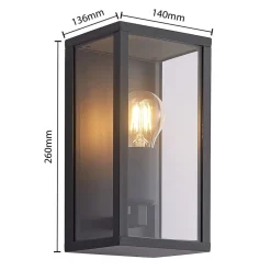 Lindby buitenwandlamp Peldar, helder, 1-lamp, 26cm, metaal
