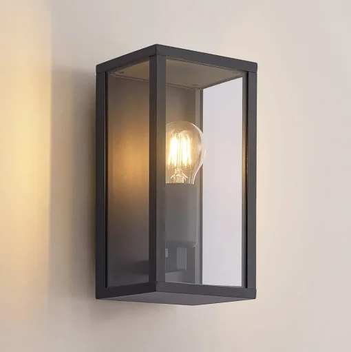 Lindby buitenwandlamp Peldar, helder, 1-lamp, 26cm, metaal