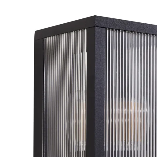 Lindby buitenwandlamp Peldar, sensor, geribbeld, IP44, E27