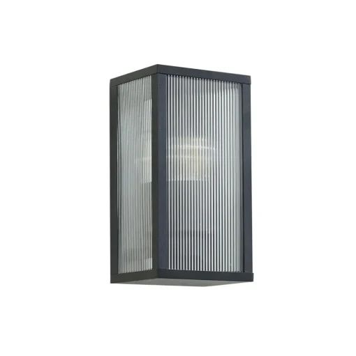 Lindby buitenwandlamp Peldar, 26 cm, geribbeld, IP44, E27