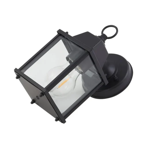 Lindby buitenwandlamp Rurik, zwart, glas, aluminium, E27
