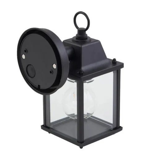 Lindby buitenwandlamp Rurik, zwart, glas, aluminium, E27