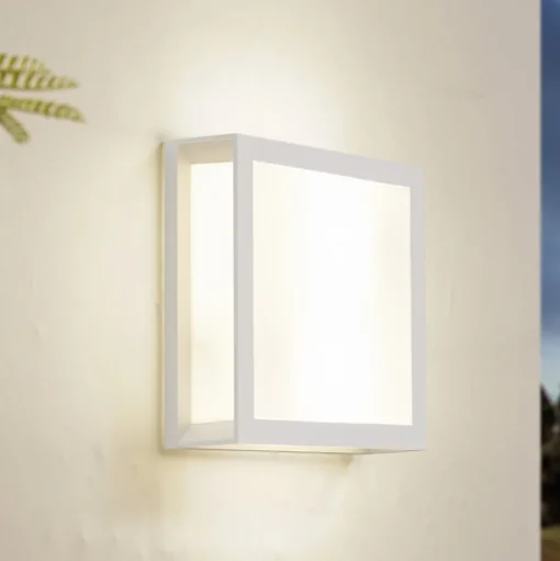 Lindby buitenwandlamp Sivana, wit, aluminium, 26 cm x 26 cm