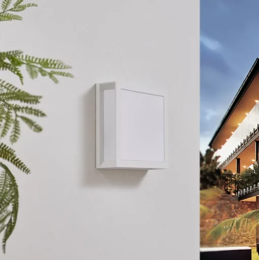 Lindby buitenwandlamp Sivana, wit, aluminium, 26 cm x 26 cm