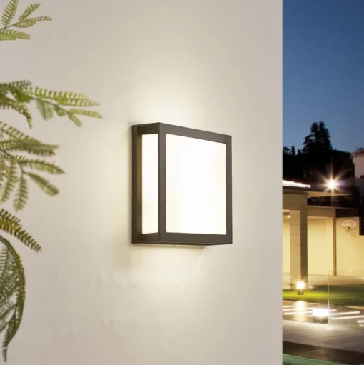 Lindby buitenwandlamp Sivana, zwart, aluminium, 26 cm x 26 cm