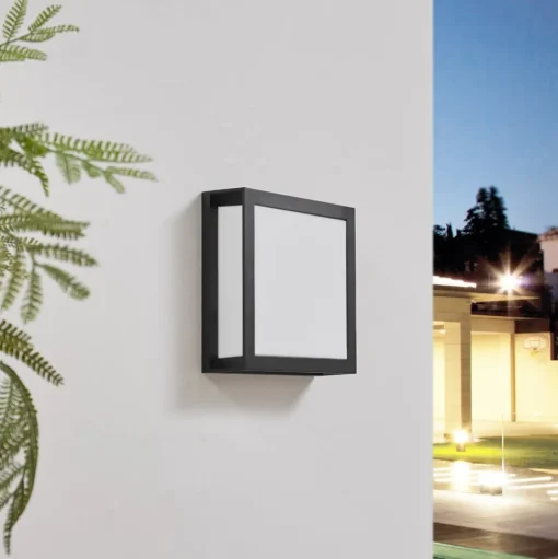 Lindby buitenwandlamp Sivana, zwart, aluminium, 26 cm x 26 cm