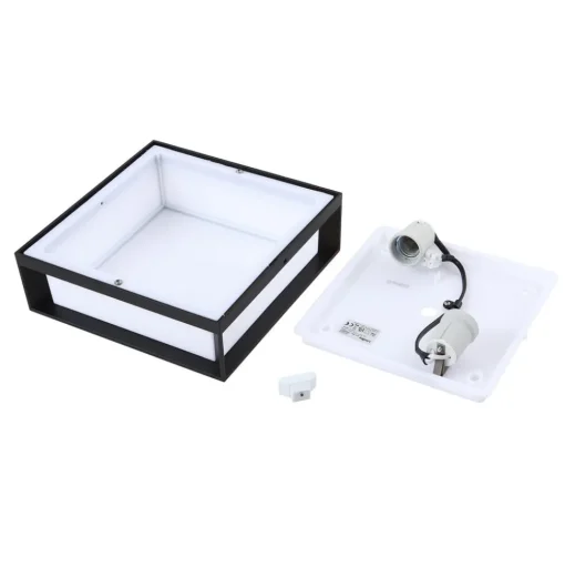 Lindby buitenwandlamp Sivana, zwart, aluminium, 26 cm x 26 cm