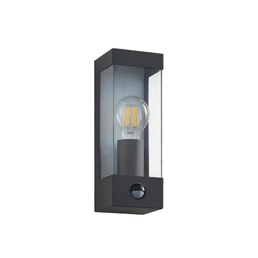 Lindby buitenwandlamp Tilian, sensor, hoogte 25 cm, antraciet