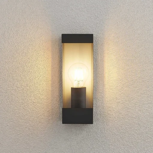 Lindby buitenwandlamp Tilian, hoogte 25 cm, antraciet, staal