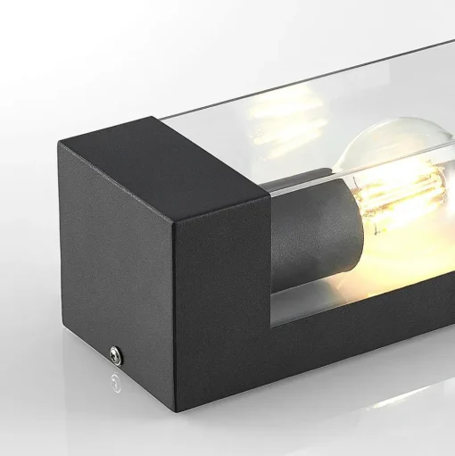 Lindby buitenwandlamp Tilian, hoogte 25 cm, antraciet, staal