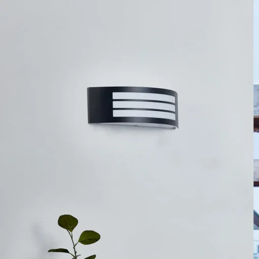Lindby buitenwandlamp Vimal, E27, 32 cm, zwart, aluminium