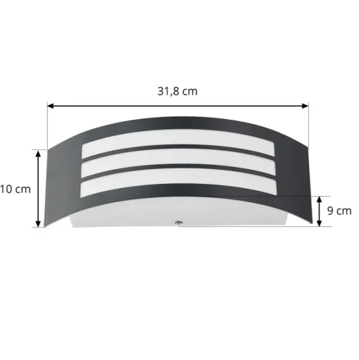 Lindby buitenwandlamp Vimal, E27, 32 cm, zwart, aluminium