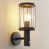 Lindby buitenwandlamp Yonan, hoogte 34 cm, antraciet, sensor