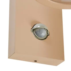 Lindby buitenwandlamp Yrene, 20 cm, beige, sensor, ribbel
