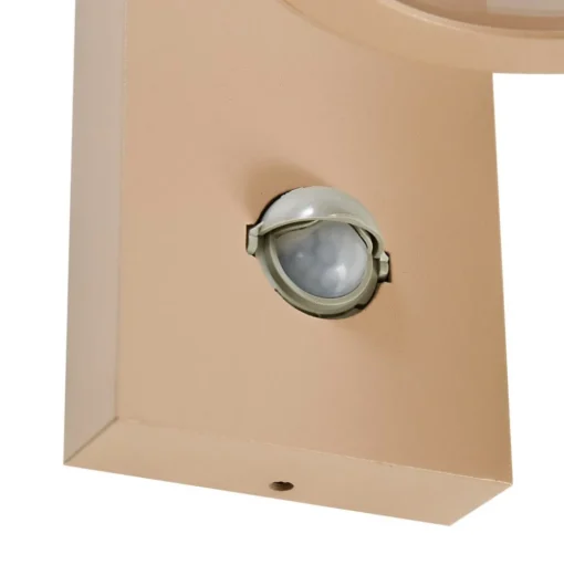 Lindby buitenwandlamp Yrene, 20 cm, beige, sensor, ribbel