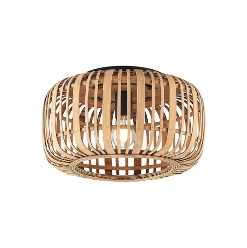 Lindby Canyana plafondlamp, naturel, rotan, Ø 40 cm