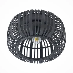 Lindby Canyana plafondlamp, zwart, rotan, Ø 40 cm