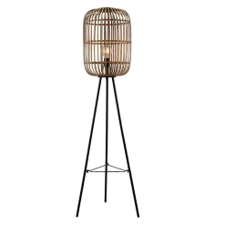 Lindby Canyana vloerlamp, 139 cm, naturel, rotan, driepoot