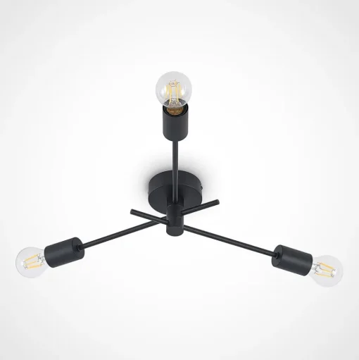 Lindby Cerros plafondlamp, 3-lamps, zwart, metaal