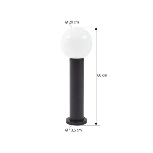 Lindby Dangan sokkellamp, wit, hoogte 60 cm, glas, metaal