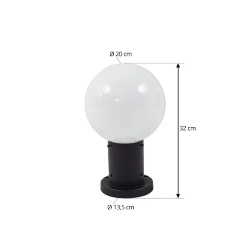 Lindby Dangan sokkellamp, wit, hoogte 32 cm, glas, metaal