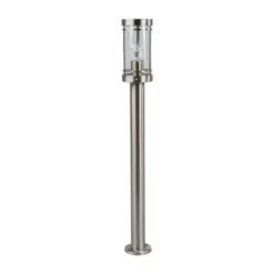 Lindby Djori tuinpadverlichting, 80 cm, aluminiumkleurig, roestvrij staal, E27